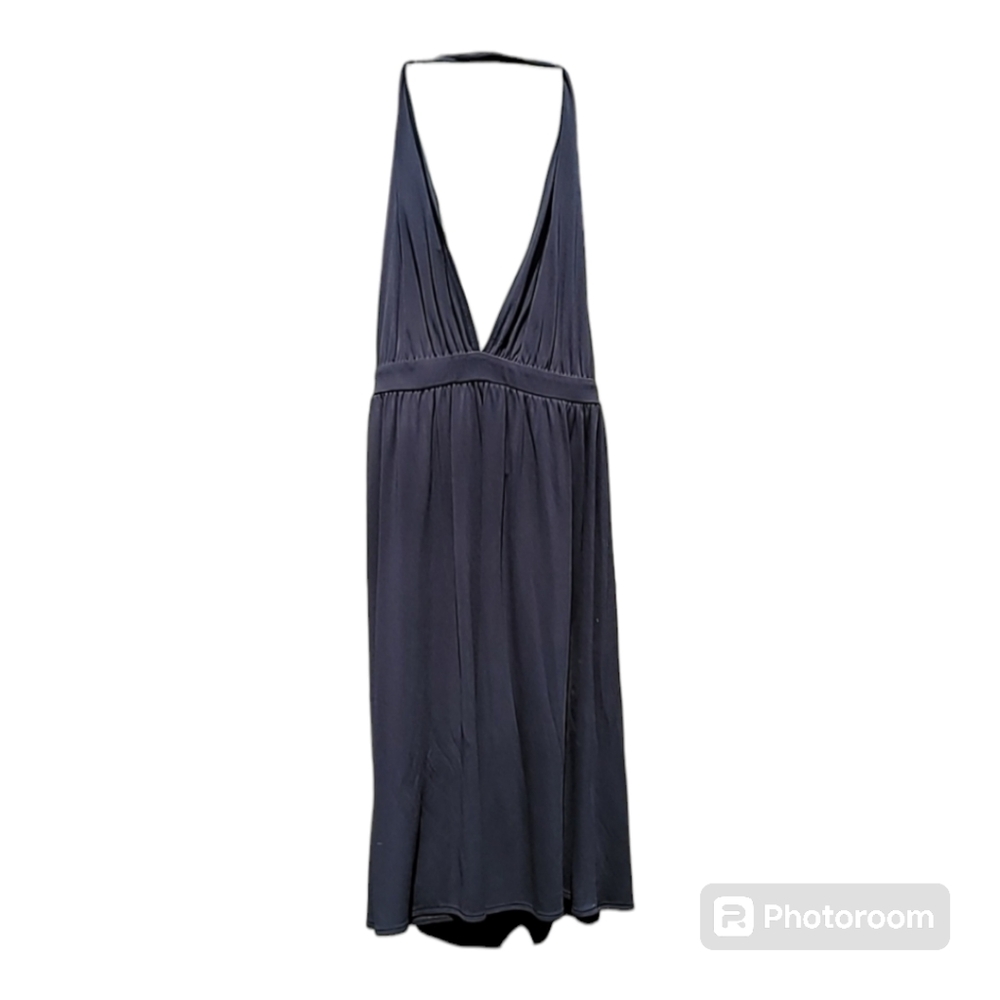 Express halter dress black open back midi goth XS with tags